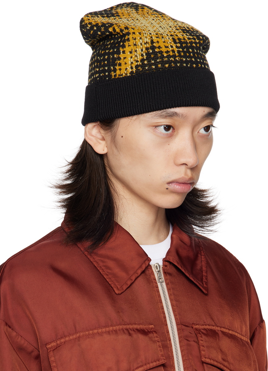 Dries Van Noten Black & Yellow Jacquard Beanie