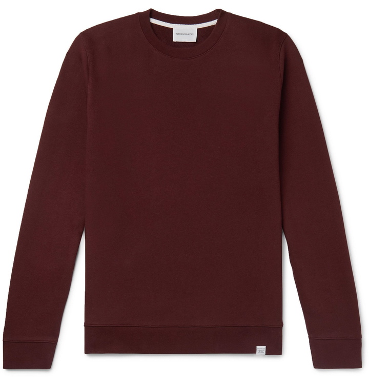 Photo: Norse Projects - Vagn Fleece-Back Cotton-Jersey Sweatshirt - Burgundy