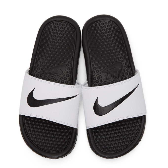 Nike White and Black Benassi Slides Nike