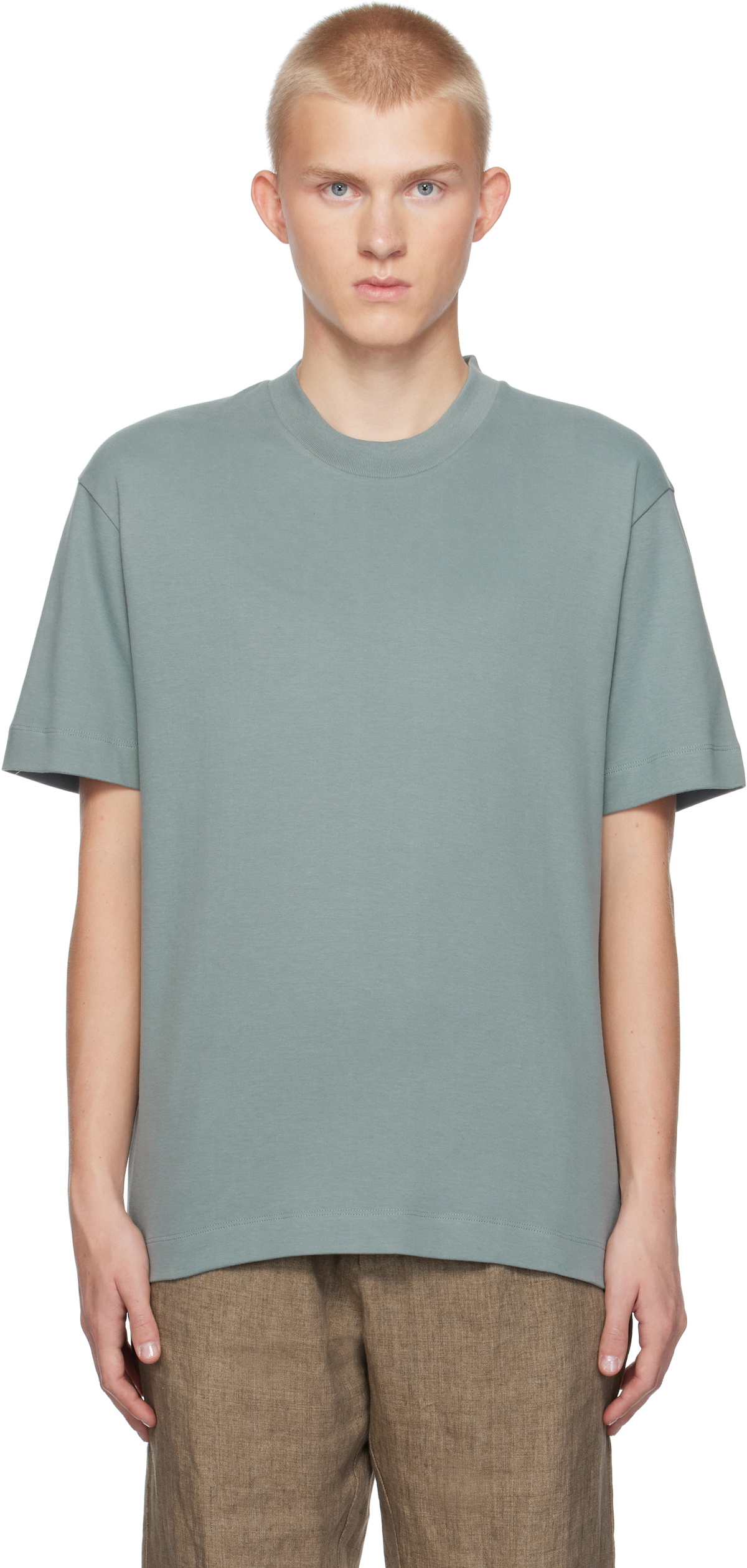 T-shirt Sunspel Relaxed Fit Heavyweight - Vert Dusk, Taille M, Coton épais, Neuf Sans étiquette