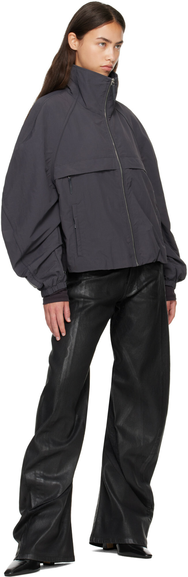 Acne Studios Gray Nylon Logo Jacket