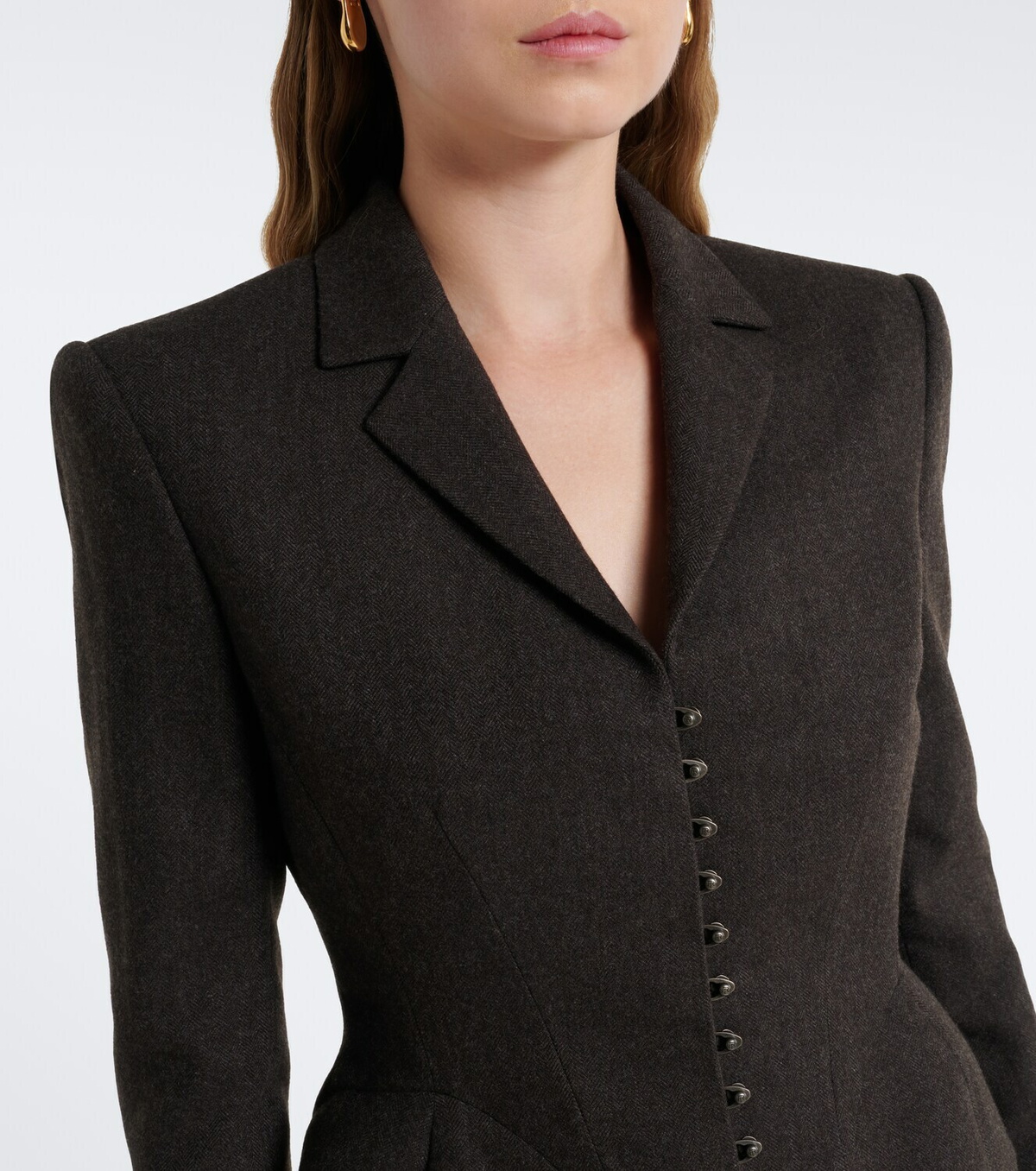 Ralph Lauren Collection Herringbone peplum virgin wool blazer