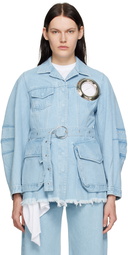 Marques Almeida Blue Eyelet Denim Jacket