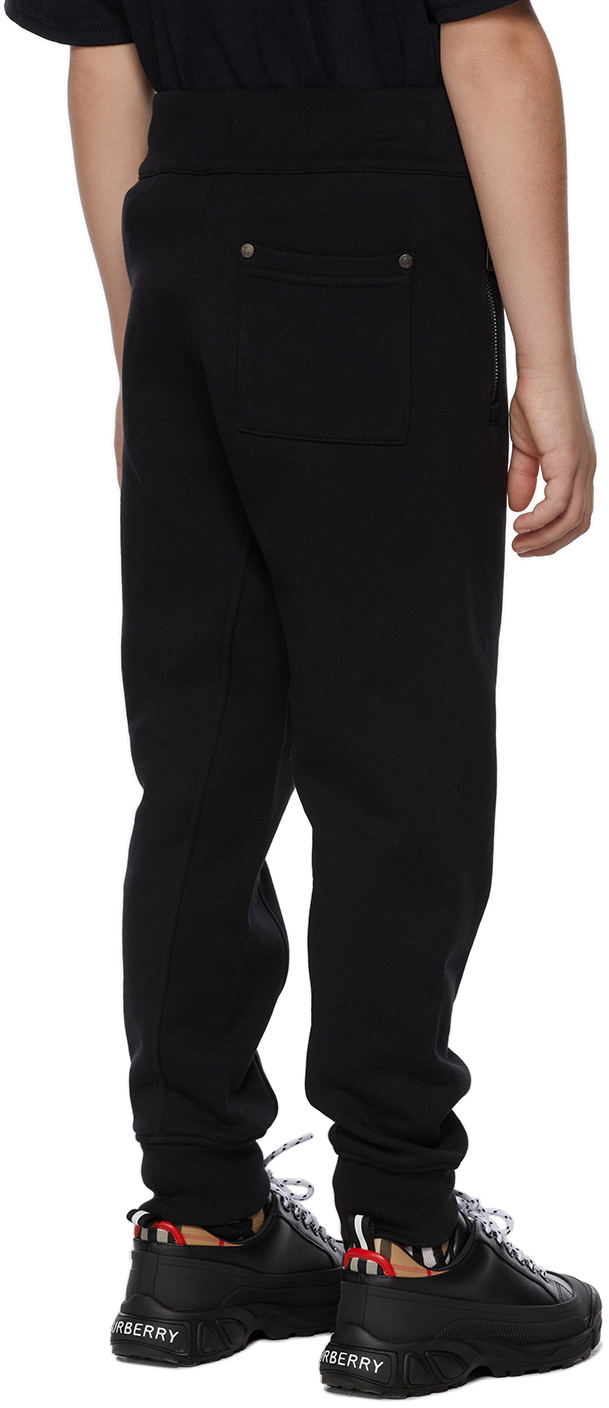 Burberry Kids Black Studded Monogram Jogging Lounge Pants