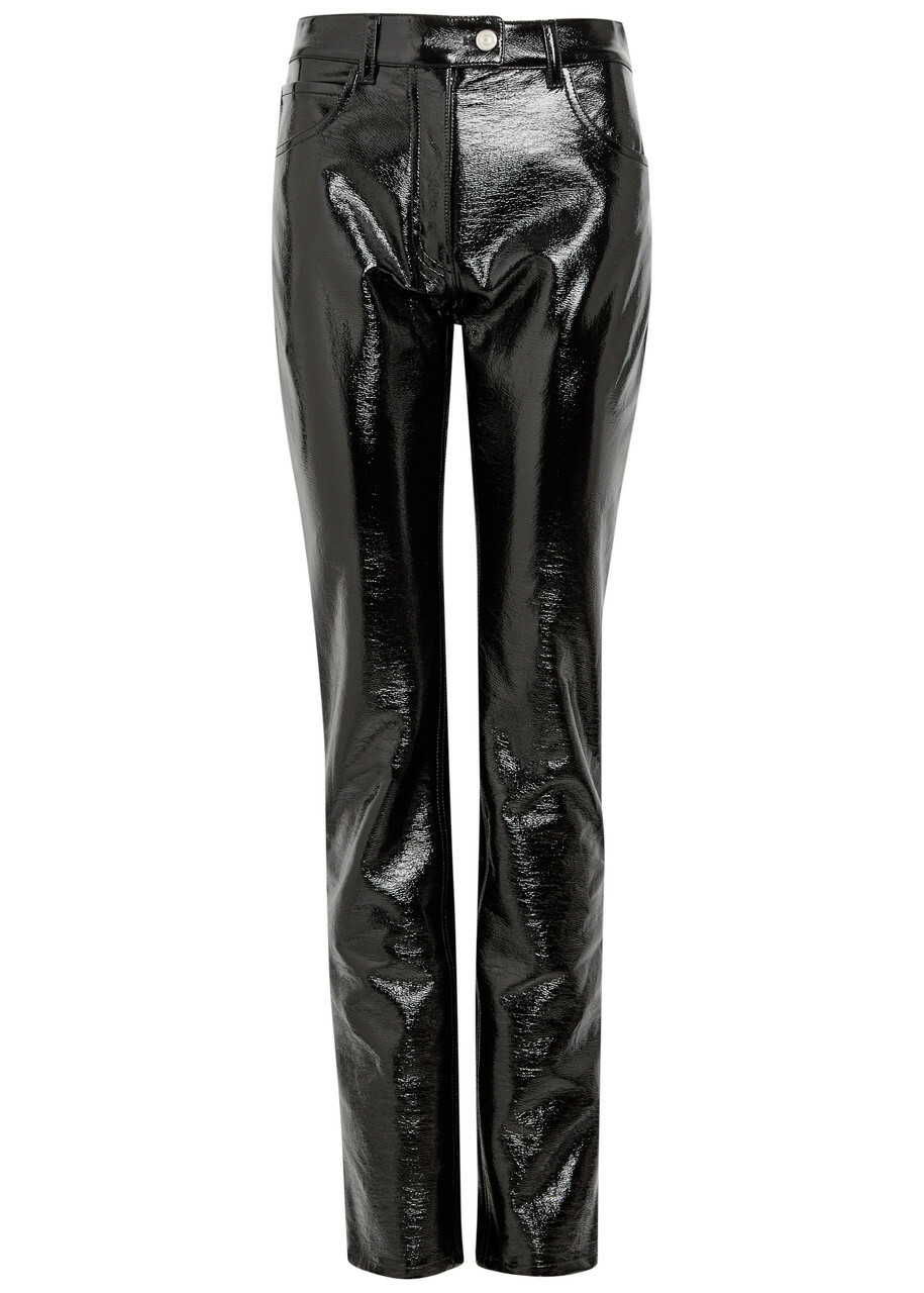 Courrèges Reedition Crinkled Vinyl Trousers Black