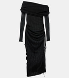 Alaïa Draped off-shoulder maxi dress