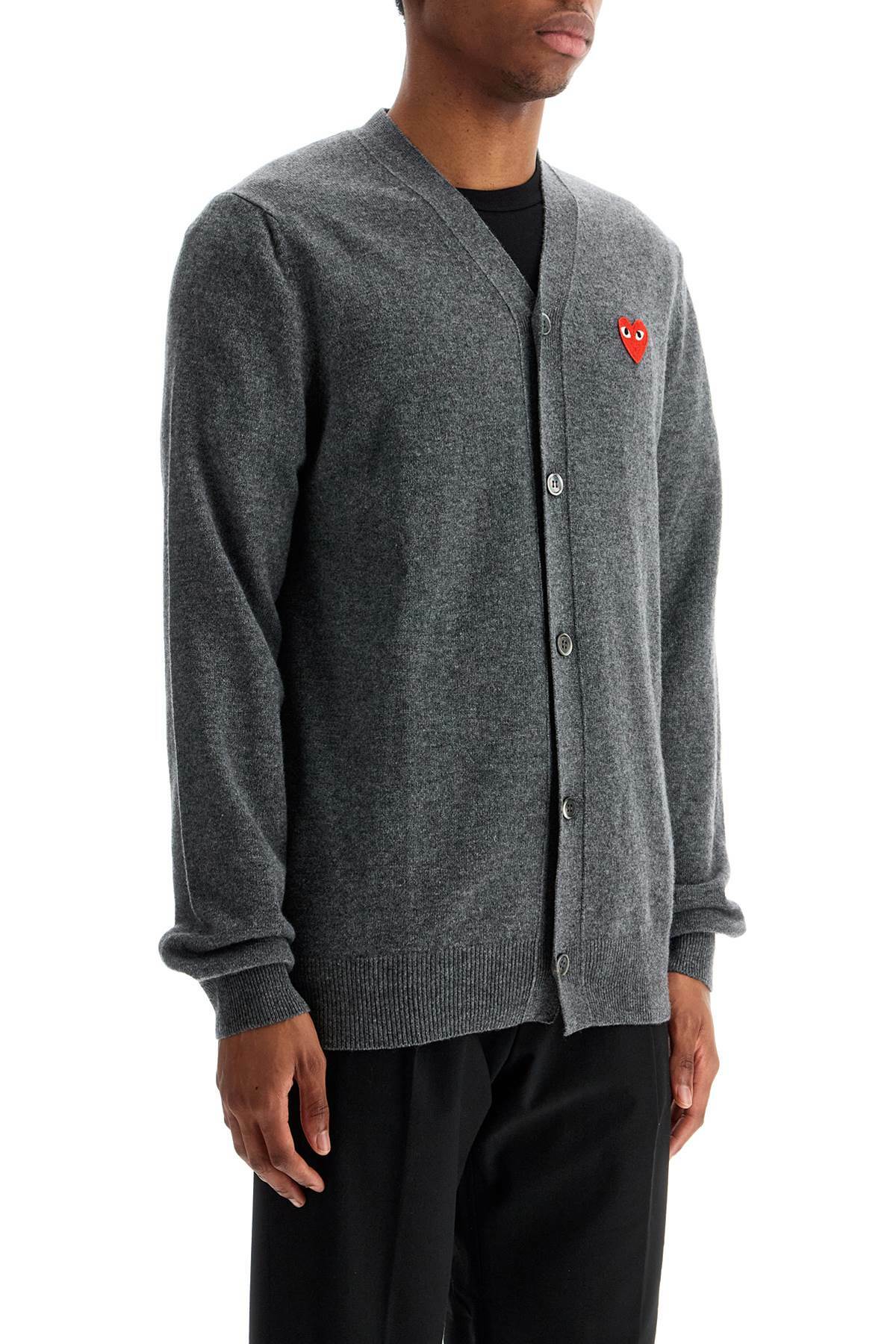COMME DES GARCONS PLAY cardigan unisex in lana grigio con logo cuore Grey