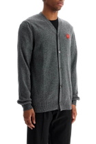 COMME DES GARCONS PLAY cardigan unisex in lana grigio con logo cuore Grey
