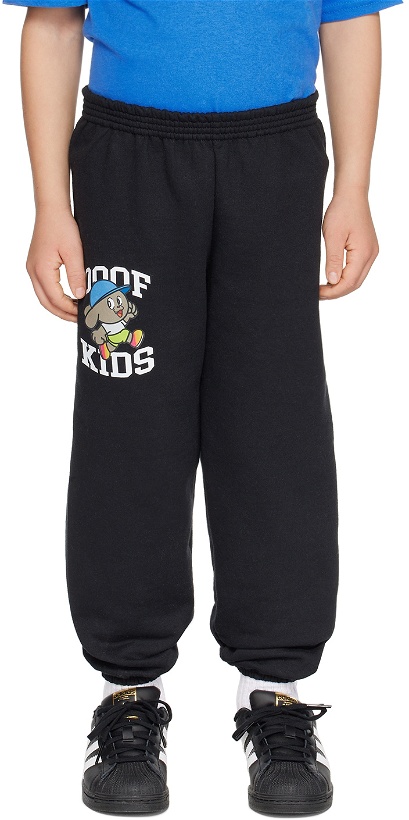 Photo: OOOF SSENSE Exclusive Kids Black Relaxed-Fit Lounge Pants