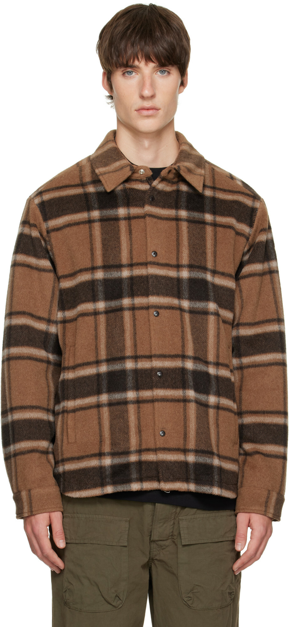 Moncler Brown Flannel Lined Overshirt