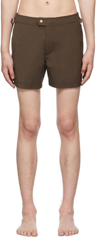 Photo: TOM FORD Brown Compact Swim Shorts