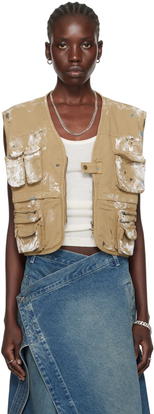 Photo: LU'U DAN Beige Painted Denim Vest