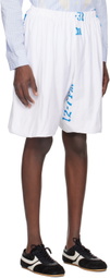 SC103 White Graphic Shorts
