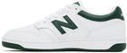 New Balance White & Green 480 Sneakers