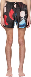 Vivienne Westwood Black Graphic Surf Swim Shorts