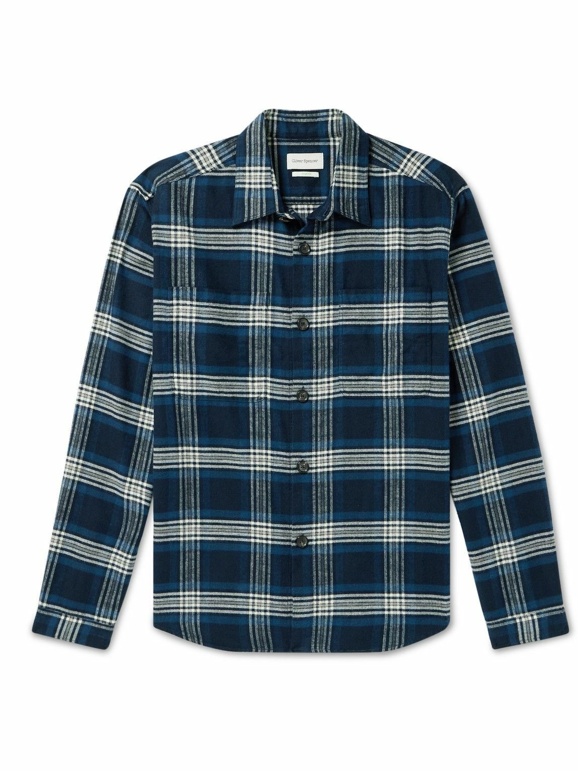 Oliver Spencer - Treviscoe Checked Organic Cotton-Flannel Shirt - Blue ...