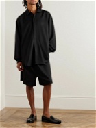 Fear of God - Straight-Leg Logo-Appliquéd Silk and Virgin Wool-Blend Drawstring Shorts - Black