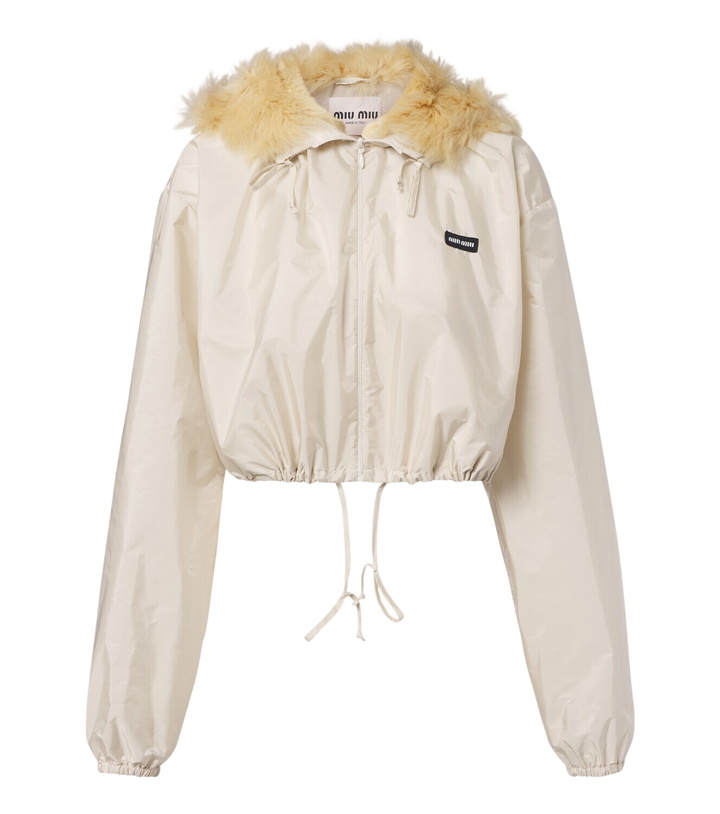 Photo: Miu Miu Cropped hooded shearling-trimmed jacket