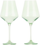 Estelle Colored Glass Two-Pack Green Wine Glasses, 16.5 oz