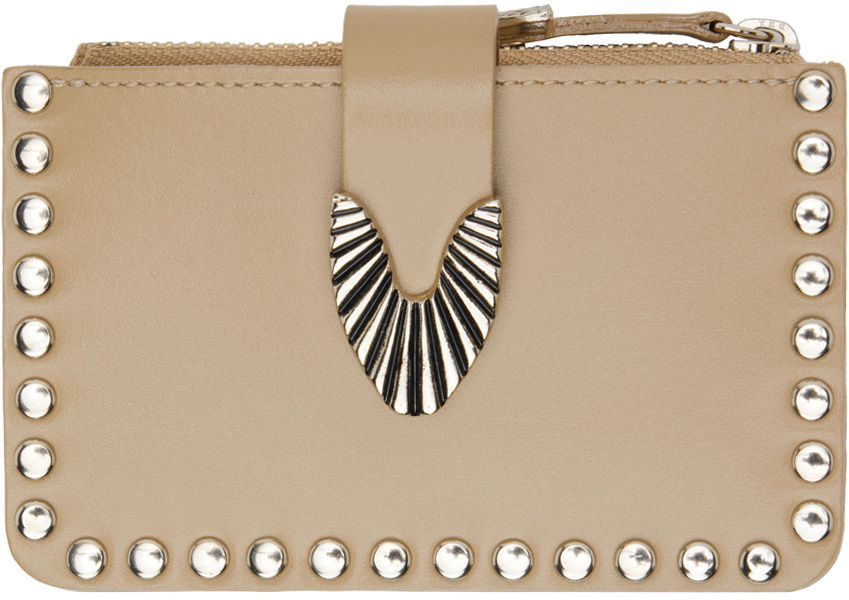 Toga Pulla SSENSE Exclusive Beige Studded Leather Card Holder Toga Pulla