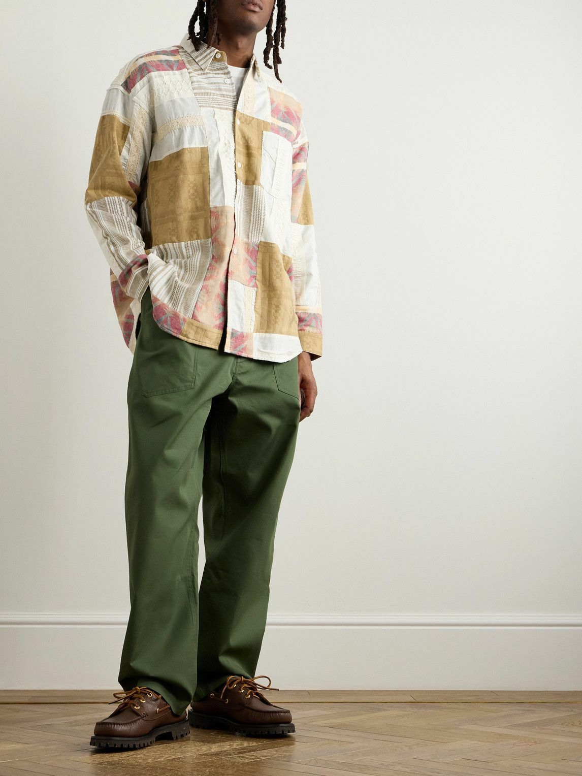 Monitaly - Garson Patchwork Cotton-Flannel Shirt - Neutrals