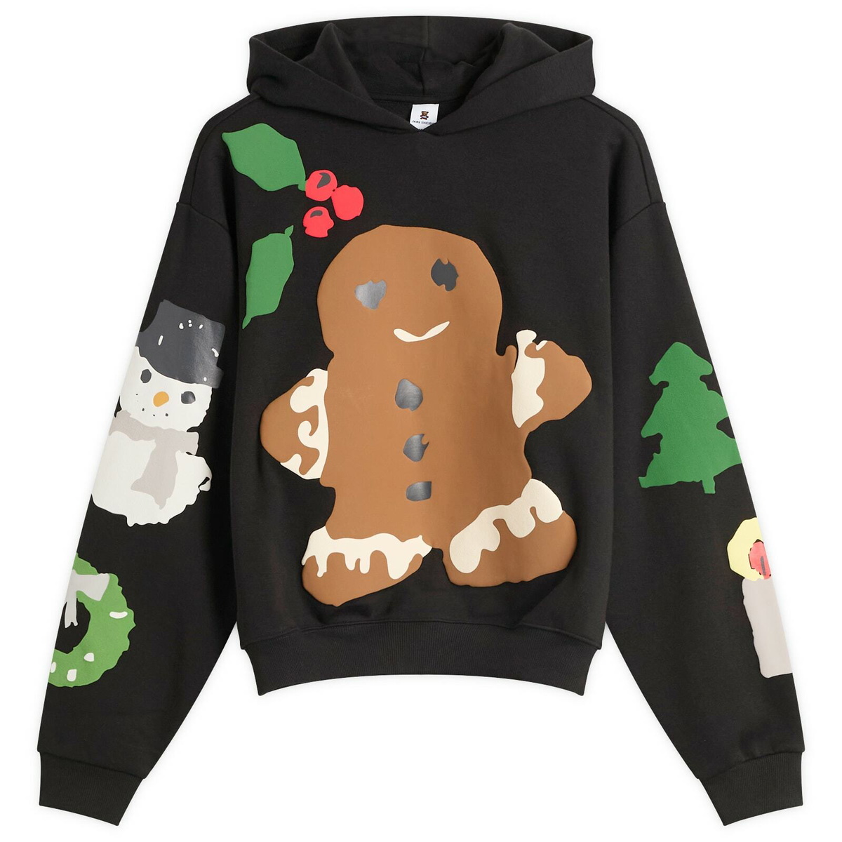 SKIMS Women's x CPFM Cotton Fleece Classic Hoodie in Onyx Gingerbread Print