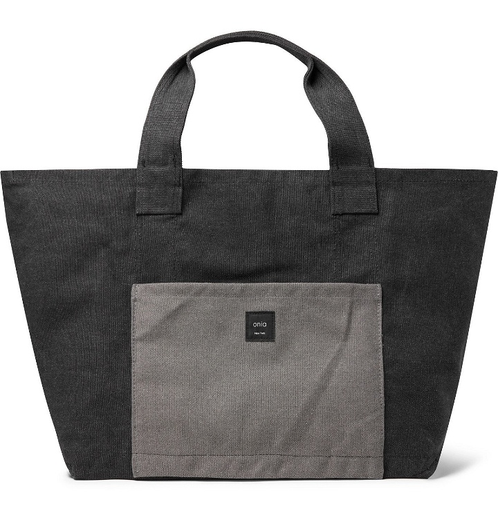 Photo: Onia - Reversible Logo-Appliquéd Colour-Block Cotton-Canvas Tote Bag - Gray