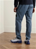 Stone Island - Straight-Leg Logo-Appliquéd Supima Cotton-Blend Cargo Trousers - Blue