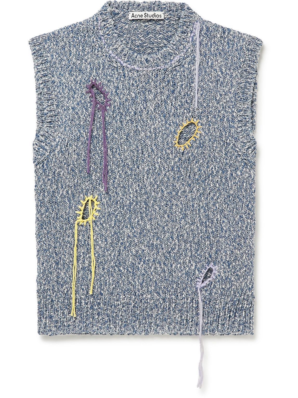 Acne Studios - Korfeo Embroidered Distressed Cotton-Blend Sweater