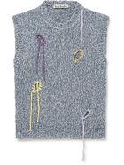 Acne Studios - Korfeo Embroidered Distressed Cotton-Blend Sweater Vest - Blue