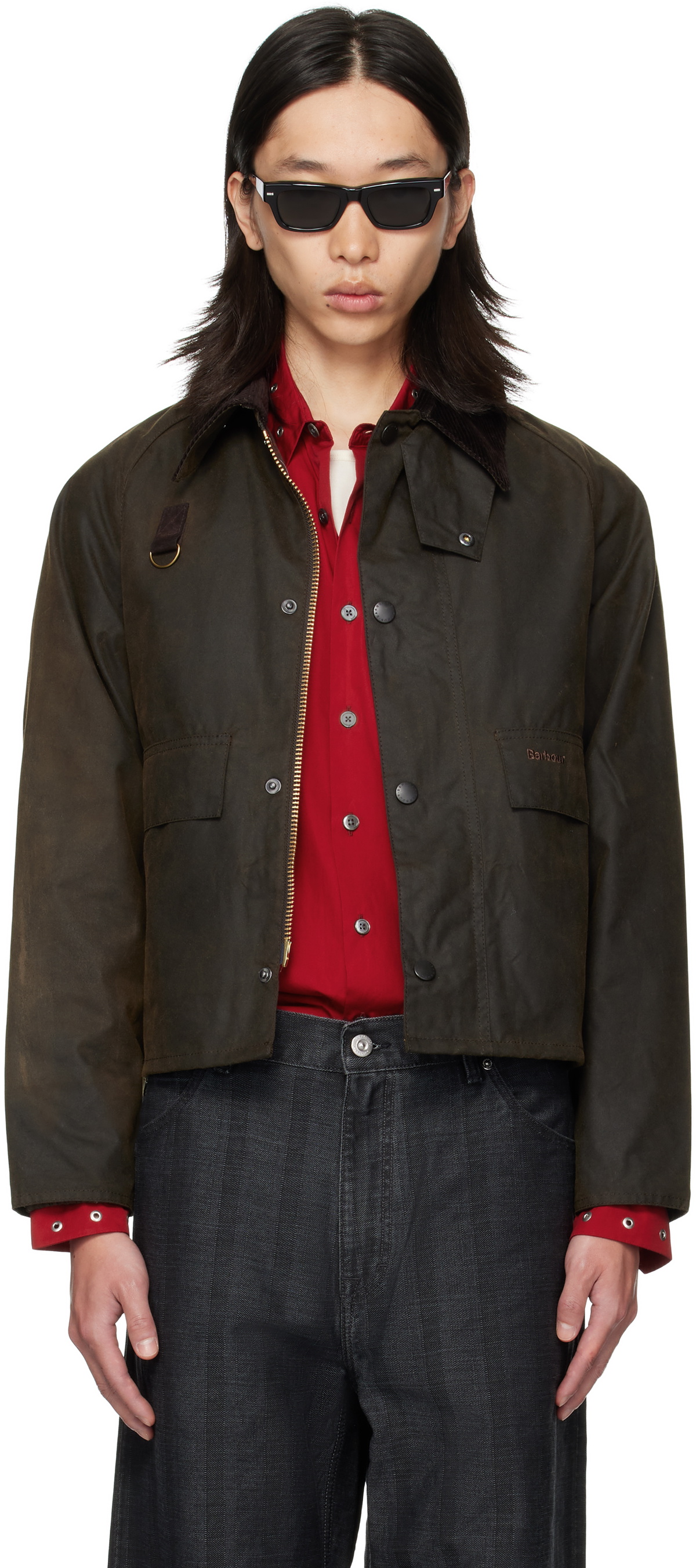 Barbour spey カーキ Msize Barbour Khaki Spey Slim Waxed Jacket Barbour