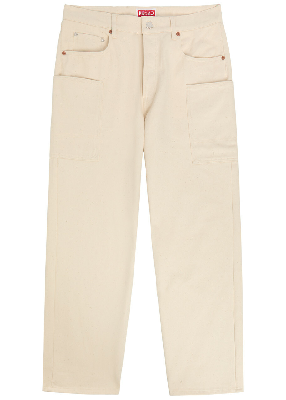 Kenzo Cargo Monkey Straight-leg Jeans White