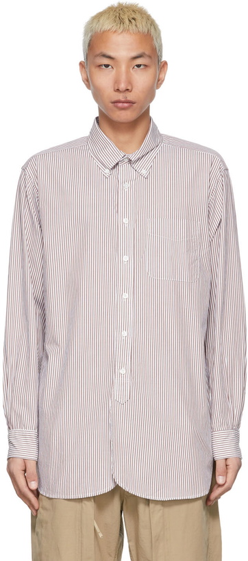 Photo: Engineered Garments Tan & White Broadcloth Candy Stripe Shirt