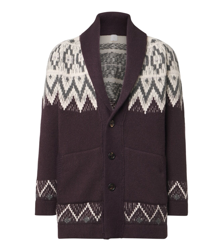 Photo: Eleventy Chevron cashmere and silk intarsia cardigan