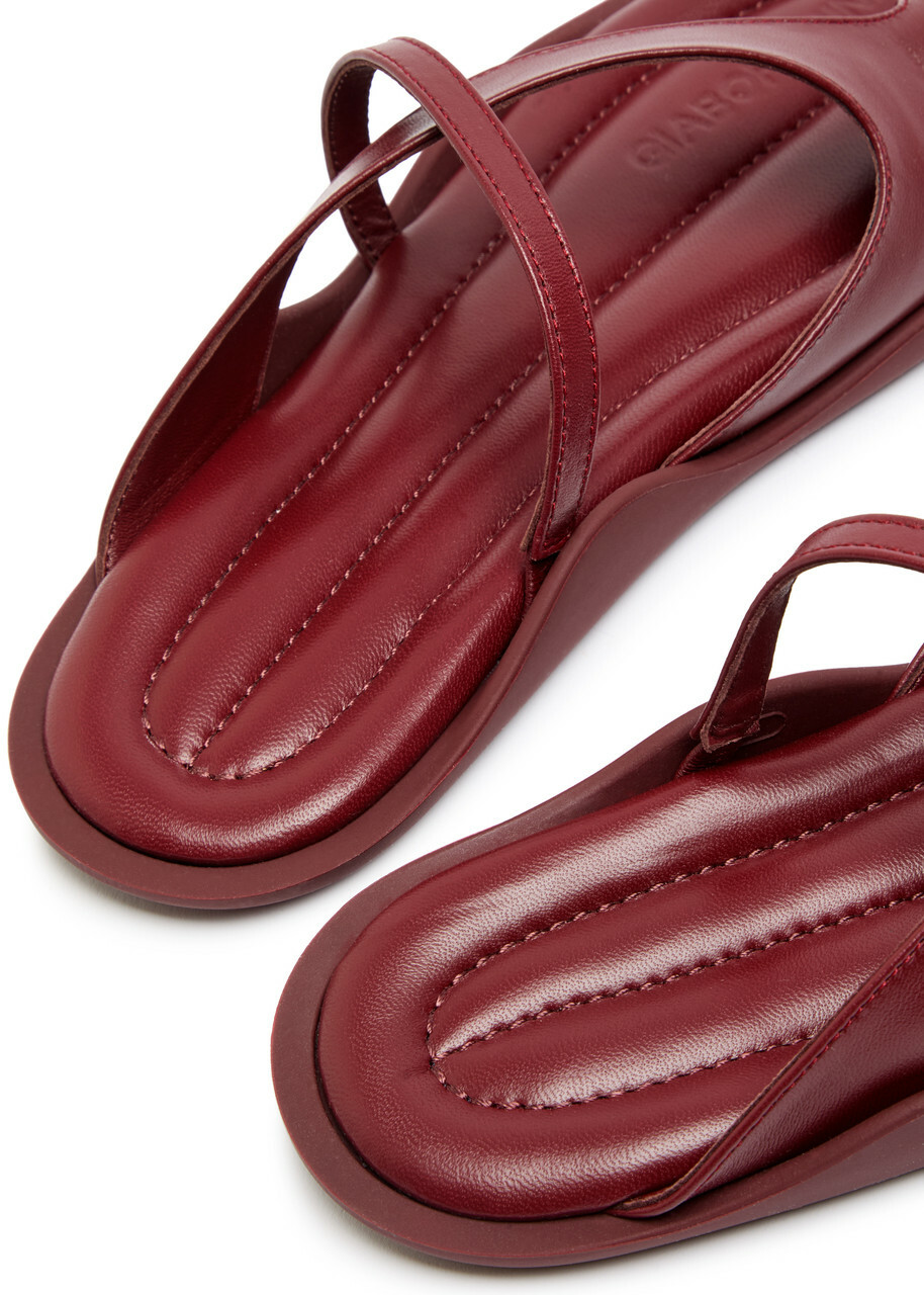 Gia Borghini Riley Leather Thong Sandals Burgundy