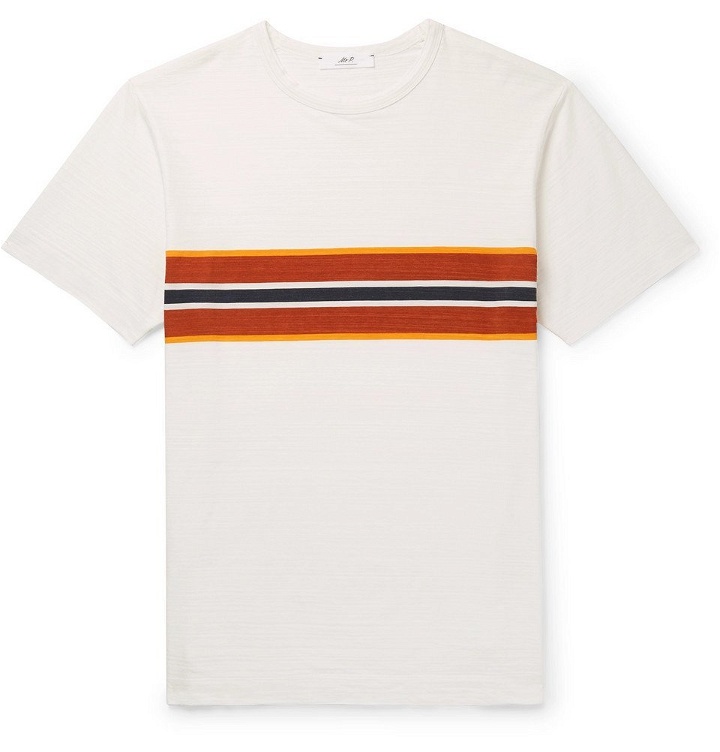 Photo: Mr P. - Striped Garment-Dyed Cotton-Jersey T-Shirt - Men - White