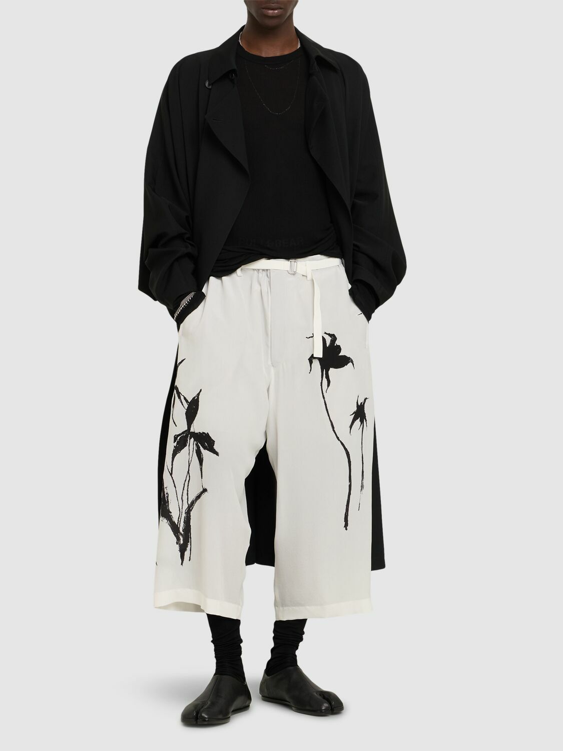 yohji yamamoto pour homme シルク ワイドパンツ YOHJI YAMAMOTO Belted Wide Silk Pants Yohji Yamamoto