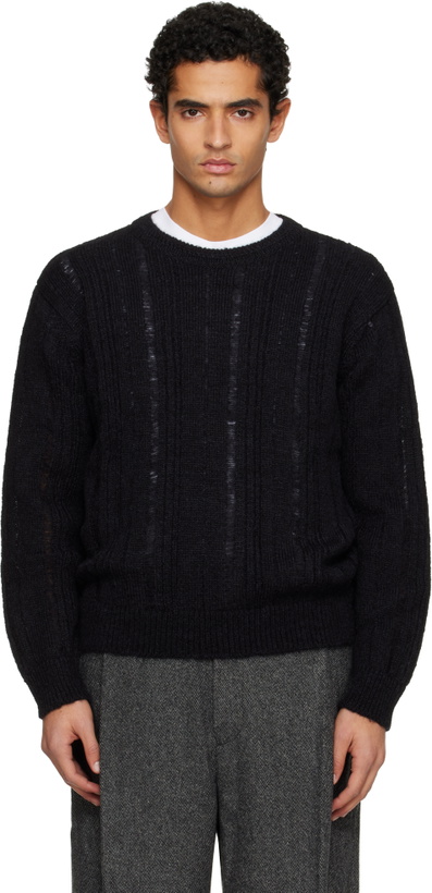 Photo: TONYWACK Black Distressed Ribbed Sweater