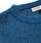 SAINT LAURENT - Mohair-Blend Jacquard Sweater - Blue