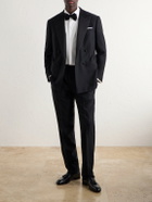 Thom Sweeney - Straight-Leg Satin-Trimmed Wool-Fresco Suit Trousers - Black