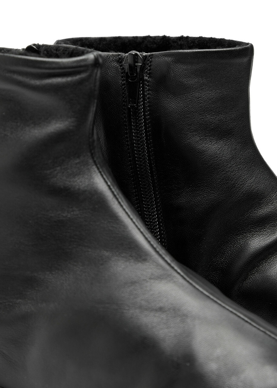The Row Stella Shearling-lined Leather Ankle Boots Black