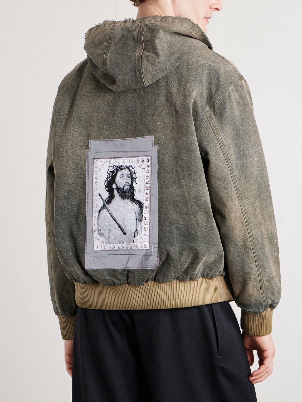 Enfants Riches Déprimés - War Started Appliquéd Cotton-Canvas Hooded Jacket - Green