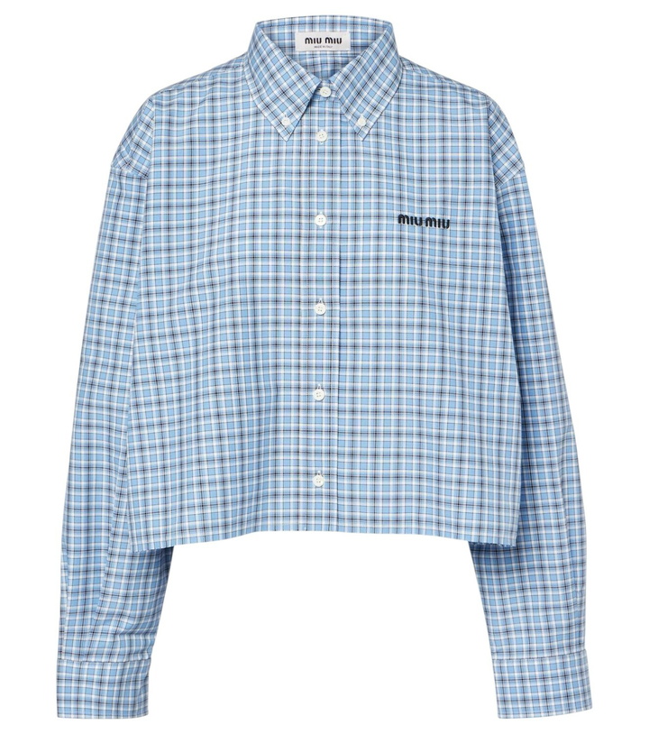 Photo: Miu Miu Cropped checked cotton shirt