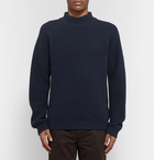 visvim - Funnel-Neck Ribbed Wool Sweater - Men - Midnight blue