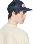 RRL Navy Logo-Patch Indigo Denim Trucker Cap