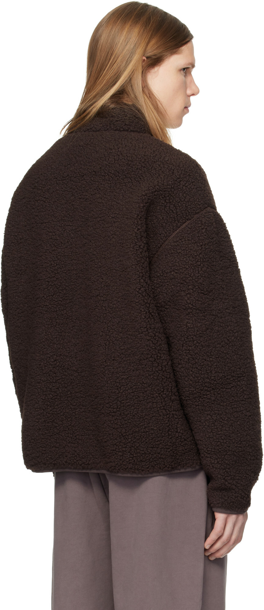 SKIMS Brown Sherpa Quarter Zip Sweater
