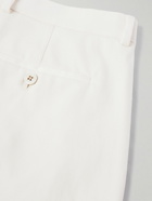 Caruso - Straight-Leg Pleated Brushed Cotton-Blend Twill Trousers - White