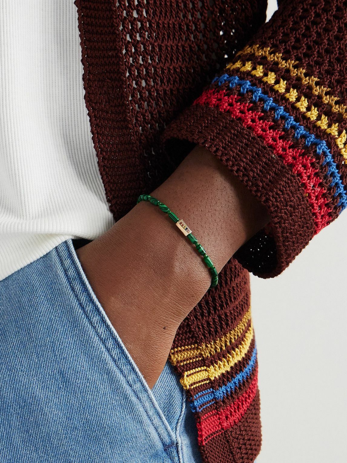 Luis Morais - Gold, Malachite and Sapphire Beaded Bracelet