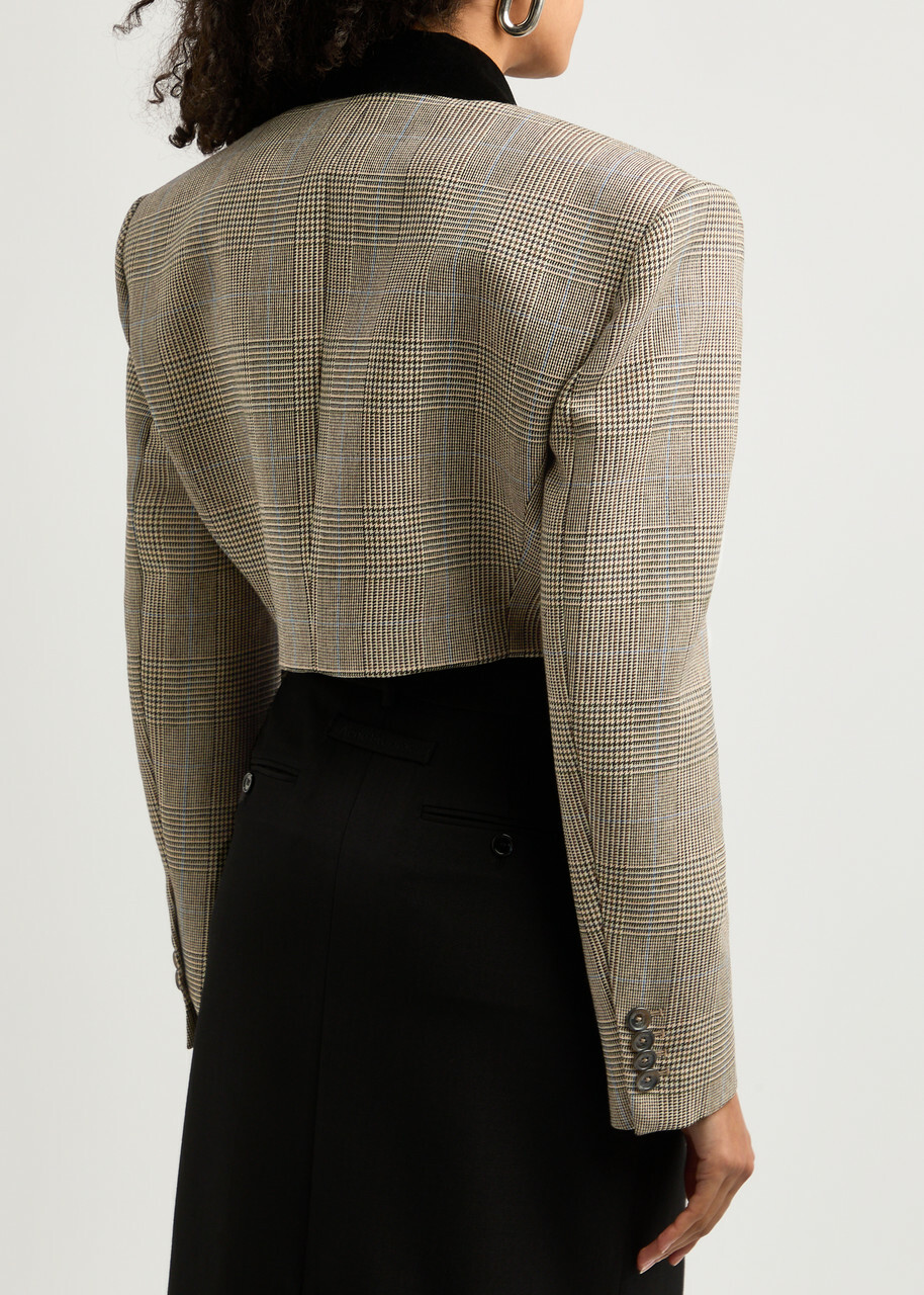 Giuseppe DI Morabito Houndstooth Cropped Blazer Brown