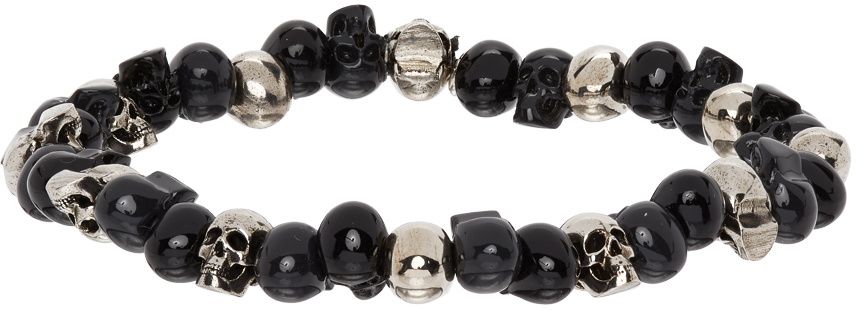 Alexander McQueen Black Multi Skull Braided Friendship Bracelet Alexander  McQueen | The Luxury Closet